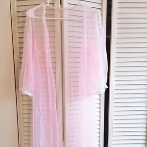 Glam Cute Chiffon Pink Peignoir Nightgown Coverup